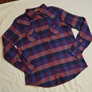 Wrangler Long Sleeve Flannel Shirt Womens Large 100% Cotton Button Up